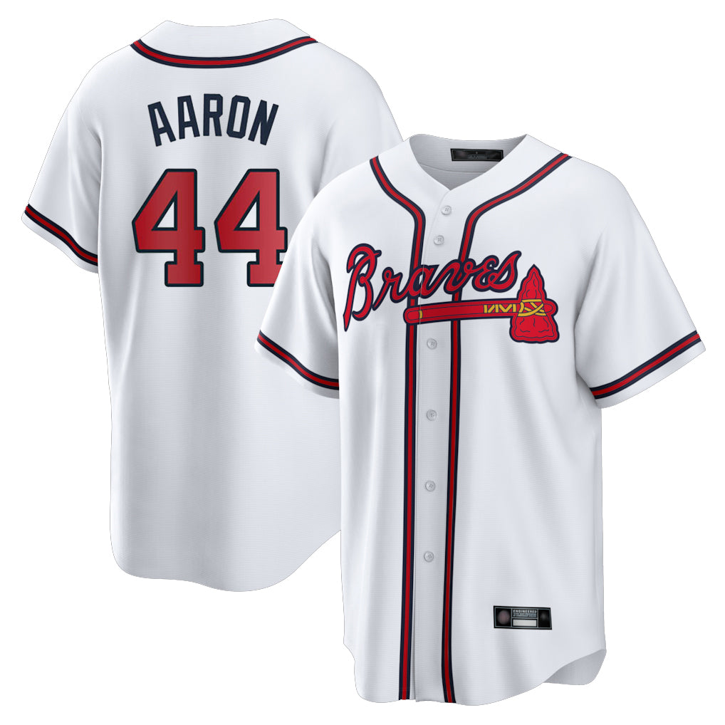 Atlanta Braves #44 Hank Aaron Player White MIKSHPS Home Game Stitched Jerseys