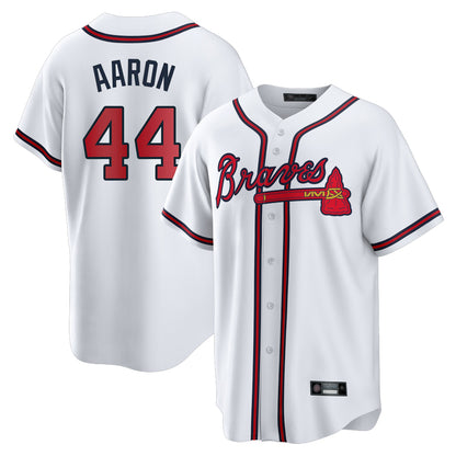 Atlanta Braves #44 Hank Aaron Player White MIKSHPS Home Game Stitched Jerseys