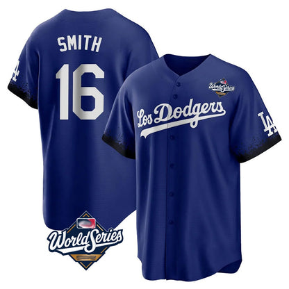 Los Angeles Dodgers #16 Will Smith Player Royal MIKSHPS World Series City Connect Home Game Stitched Jerseys