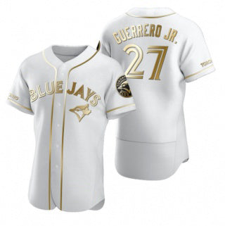 Toronto Blue Jays #27 Vladimir Guerrero Jr. White Gold MIKSHPS Flex Base Stitched Jersey