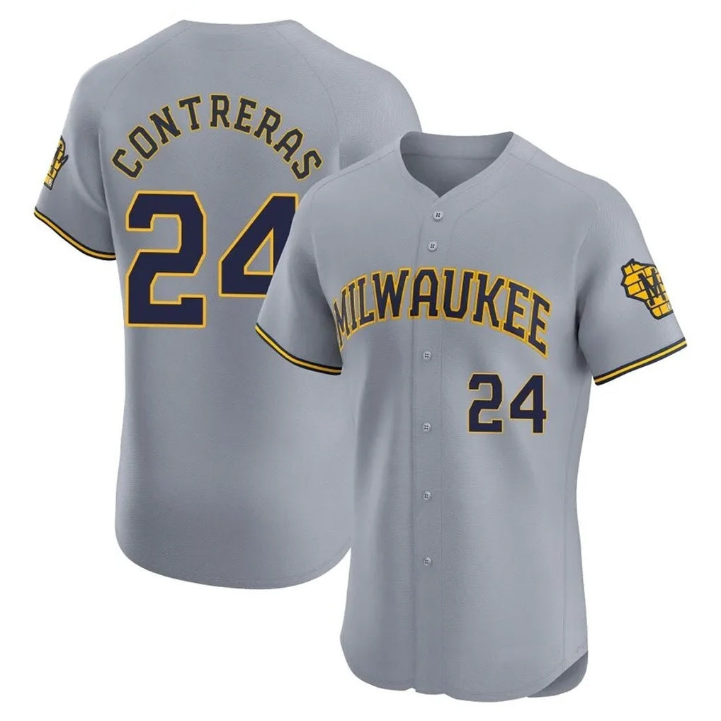 Milwaukee Brewers #24 William Contreras Player Gray MIKSHPS Home Limited Elite Stitched Jerseys