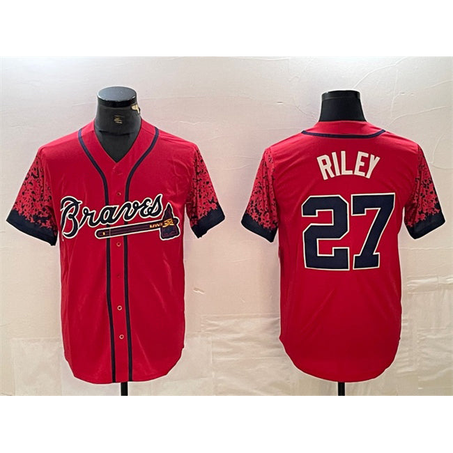 Atlanta Braves #27 Austin Riley Red MIKSHPS City Connect Cool Base Stitched Jersey