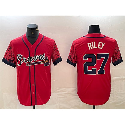 Atlanta Braves #27 Austin Riley Red MIKSHPS City Connect Cool Base Stitched Jersey