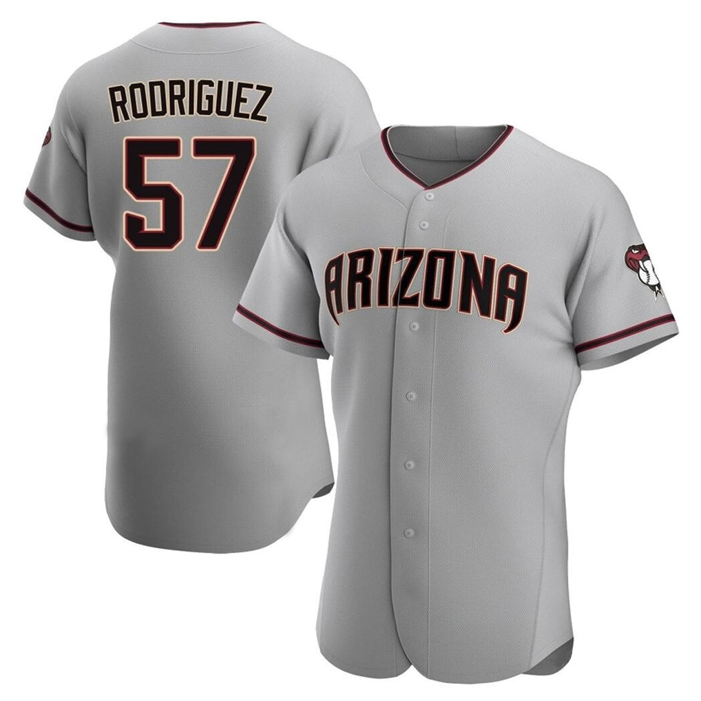Arizona Diamondbacks #57 Eduardo Rodriguez Player Gray MIKSHPS Road Limited Elite Home Game Stitched Jerseys
