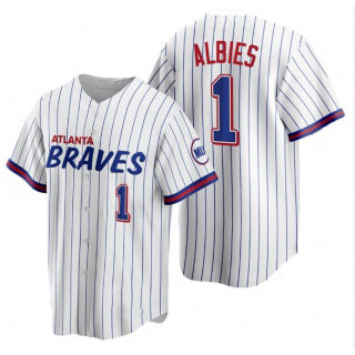 Atlanta Braves #1 Ozzie Albies White MIKSHPS 2021 City Connect Stitched Jersey