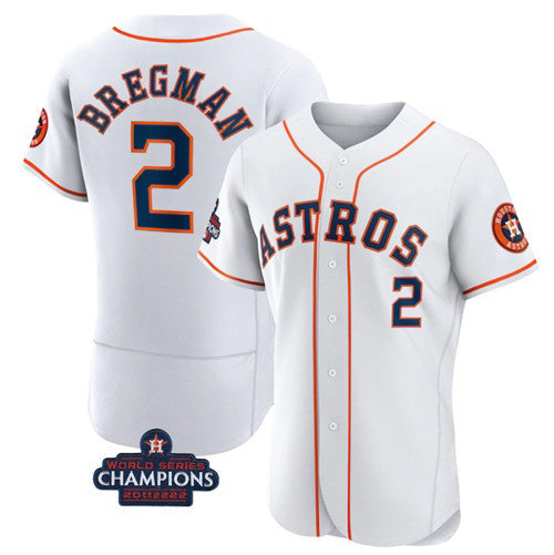 Houston Astros #2 Alex Bregman White MIKSHPS 2022 World Series Champions Flex Base Stitched Jersey