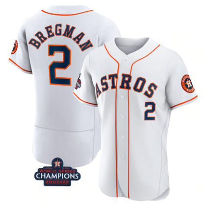 Houston Astros #2 Alex Bregman White MIKSHPS 2022 World Series Champions Flex Base Stitched Jersey