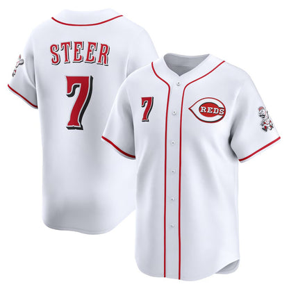 Cincinnati Reds #7 Spencer Steer White MIKSHPS Home Limited Player Jersey