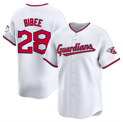 Cleveland Guardians #28 Tanner Bibee White MIKSHPS Home Limited Stitched Jersey