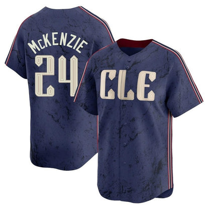 Cleveland Guardians #24 Triston McKenzie Player Navy MIKSHPS City Connect Limited Home Stitched Jerseys