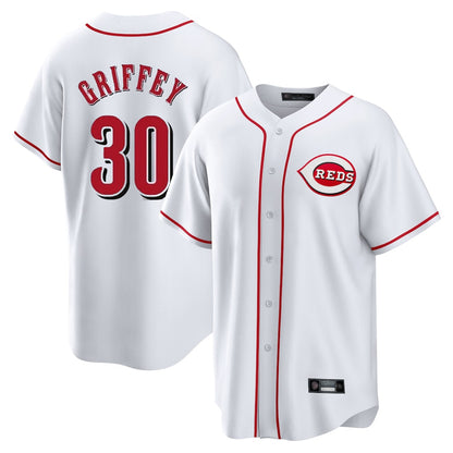 Cincinnati Reds #30 Ken Griffey Player White MIKSHPS Game Home Stitched Jerseys