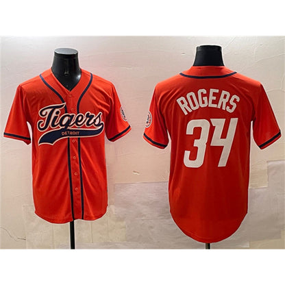 Detroit Tigers #34 Jake Rogers Orange MIKSHPS With Patch Cool Base Stitched Jersey