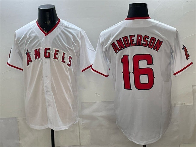 Los Angeles Angels #16 Garret Anderson White MIKSHPS Stitched Jersey