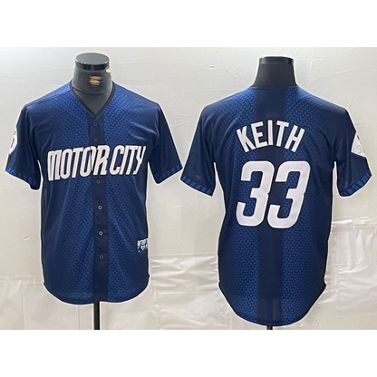 Detroit Tigers #33 Colt Keith 2024 Navy MIKSHPS City Connect Cool Base Limited Stitched Jersey 2