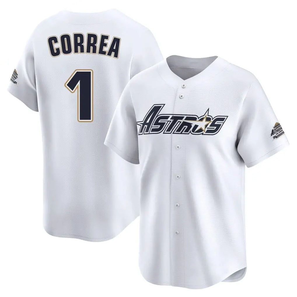 Houston Astros #1 Carlos Correa Player White MIKSHPS Throwback Cooperstown Collection Limited Stitched Jerseys