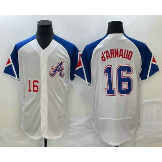 Atlanta Braves #16 Travis dArnaud Number White MIKSHPS 2023 City Connect Flex Base Stitched Jersey 2