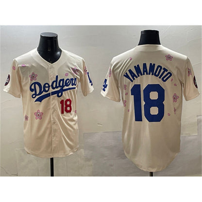 Los Angeles Dodgers #18 Yoshinobu Yamamoto Cream MIKSHPS 2025 Tokyo Series Limited Stitched Jersey
