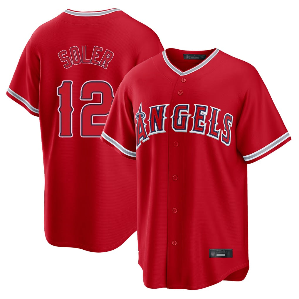Los Angeles Angels #12 Jorge Soler Player Red MIKSHPS Home Game Stitched Jerseys
