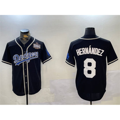 Los Angeles Dodgers #8 Enrique Hernandez Black MIKSHPS 2024 World Series Cool Base Stitched Jersey