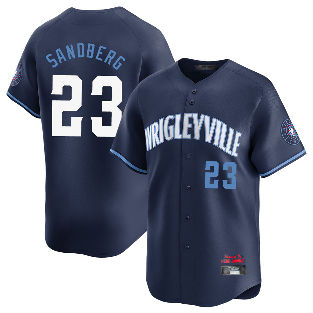 Chicago Cubs #23 Ryne Sandberg Player Navy MIKSHPS City Connect Limited Home Stitched Jerseys