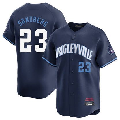Chicago Cubs #23 Ryne Sandberg Player Navy MIKSHPS City Connect Limited Home Stitched Jerseys