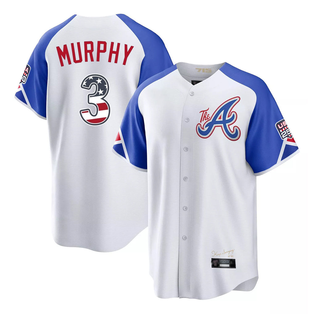 Atlanta Braves #3 Dale Murphy Player White MIKSHPS USA 250 Fourth Of July City Connect Home Game Stitched Jerseys
