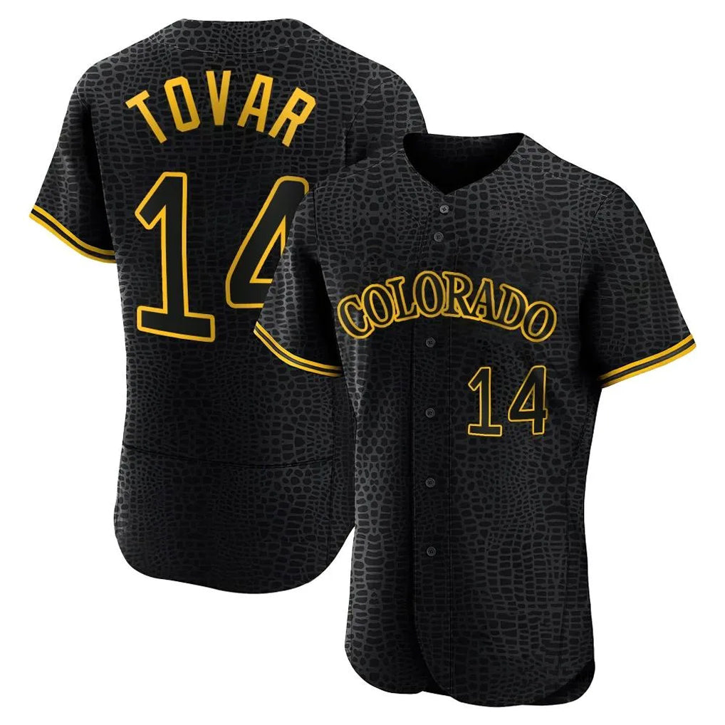 Colorado Rockies #14 Ezequiel Tovar Player Black MIKSHPS Snake Skin City Limited Elite Home Stitched Jerseys