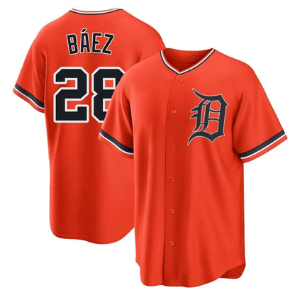 Detroit Tigers #28 Javier Baez Player Orange MIKSHPS Home Game Stitched Jerseys