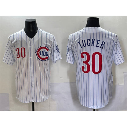 Chicago Cubs #30 Kyle Tucker White MIKSHPS Pinstripe 2nd Alternate Limited Stitched Jersey