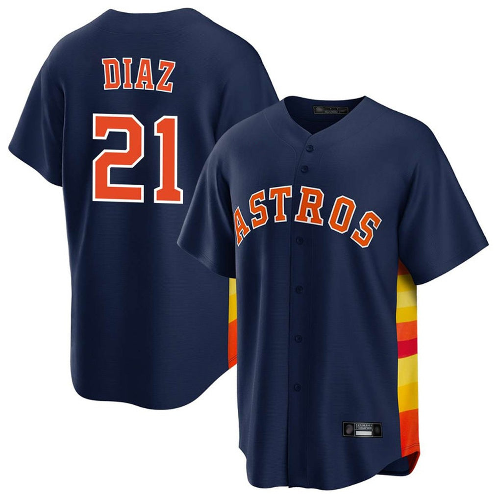 Houston Astros #21 Yainer Diaz Player Navy MIKSHPS Home Game Stitched Jerseys