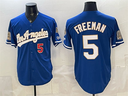 Los Angeles Dodgers #5 Freddie Freeman Royal MIKSHPS 2026 Gold Collection 9x & B2B Champs Patch Stitched Jersey