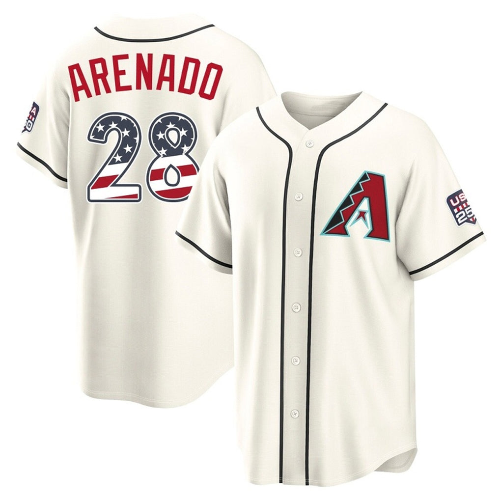 Arizona Diamondbacks #28 Nolan Arenado Player Cream MIKSHPS USA 250 Fourth of July Home Game Stitched Jerseys
