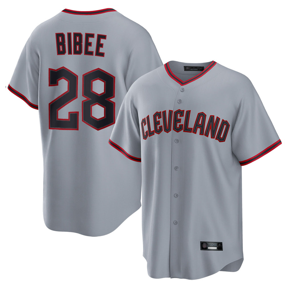 Cleveland Guardians #28 Tanner Bibee Player Gray MIKSHPS Home Game Stitched Jerseys