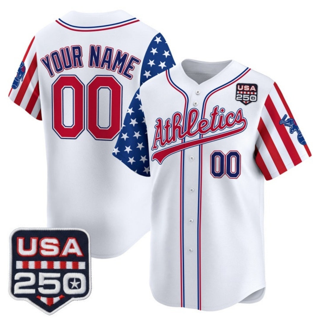 Custom Oakland Athletics America 250 Edition Vapor Premier Limited White MIKSHPS Stitched Jerseys