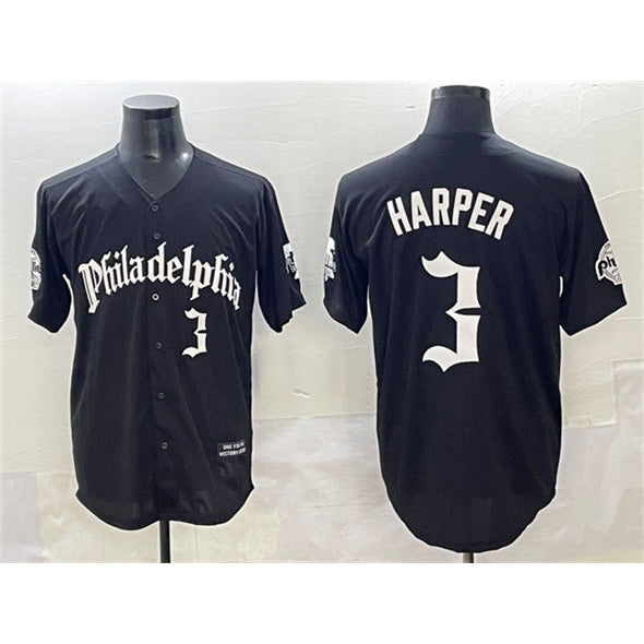 Philadelphia Phillies #3 Bryce Harper Black MIKSHPS Gothic Vapor Limited Stitched Jersey