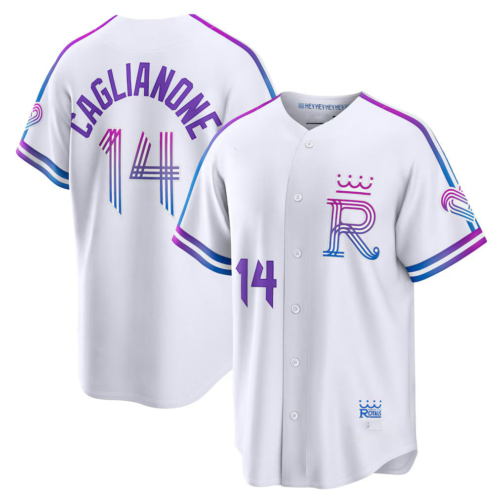 Kansas City Royals #14 Jac Caglianone White MIKSHPS 2026 City Connect Stadium Jersey