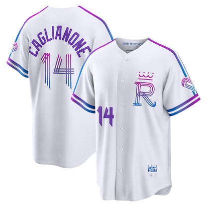 Kansas City Royals #14 Jac Caglianone White MIKSHPS 2026 City Connect Stadium Jersey