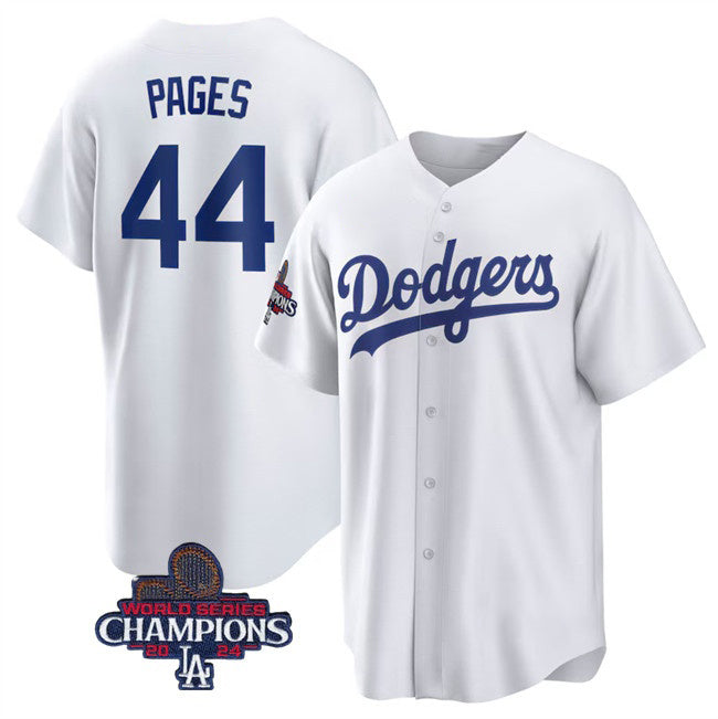 Los Angeles Dodgers #44 Andy Pages White MIKSHPS 2024 World Series Cool Base Stitched Jersey