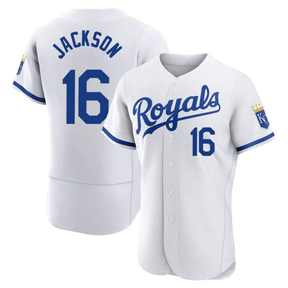 Kansas City Royals #16 Bo Jackson Player White MIKSHPS Limited Elite Home Game Stitched Jerseys