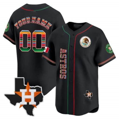 Custom Houston Astros Mexico Vapor Premier Limited Jersey V4 ¨C Black MIKSHPS