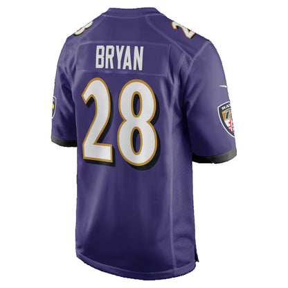 B.Ravens #28 Taven Bryan Purple MIKSHPS Team Game Jersey