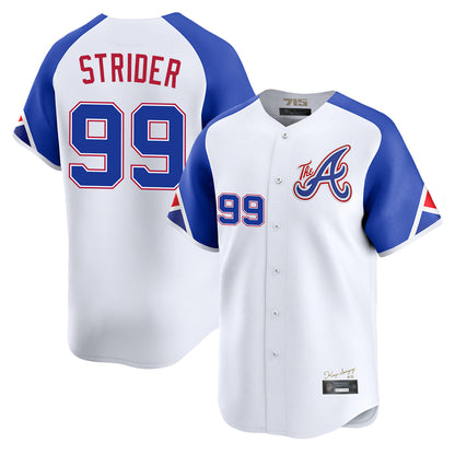 Atlanta Braves #99 Spencer Strider Player White MIKSHPS City Connect Limited Home Game Stitched Jerseys