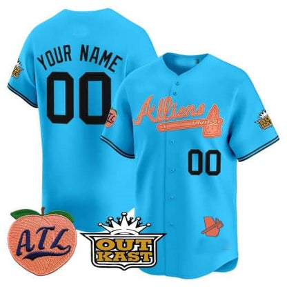 Custom Atlanta Braves Atliens & Peach Vapor Premier Limited Jersey ¨CBlue MIKSHPS