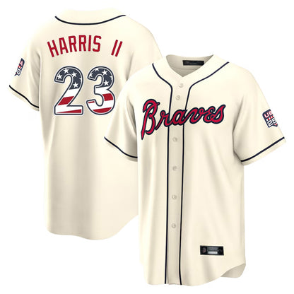 Atlanta Braves #23 Michael Harris II Player Cream MIKSHPS USA 250 Fourth Of July Limited Home Game Stitched Jerseys