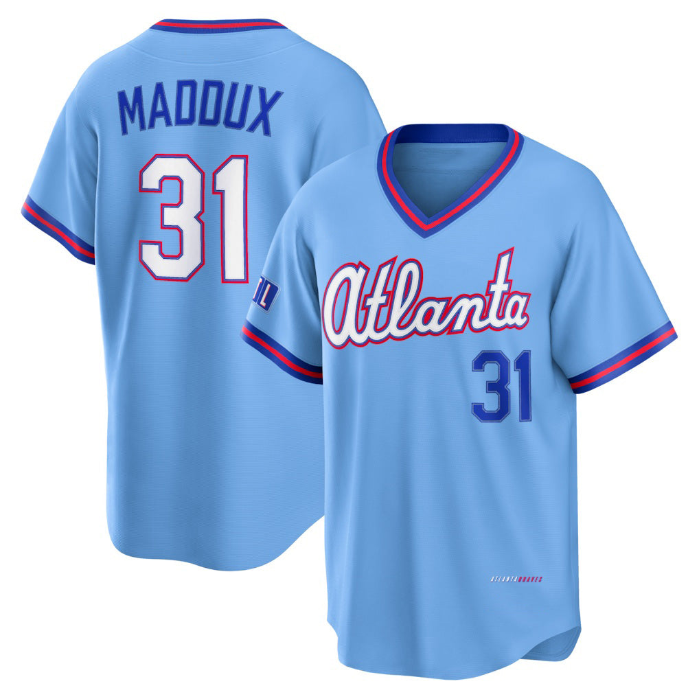 Atlanta Braves #31 Greg Maddux Powder Blue MIKSHPS 2026 City Connect Stadium Jersey