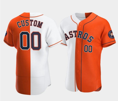 Custom Houston Astros Orange and White MIKSHPS Split Stitched Jersey