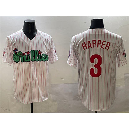 Philadelphia Phillies #3 Bryce Harper White MIKSHPS Phanatic Cool Base Stitched Jersey