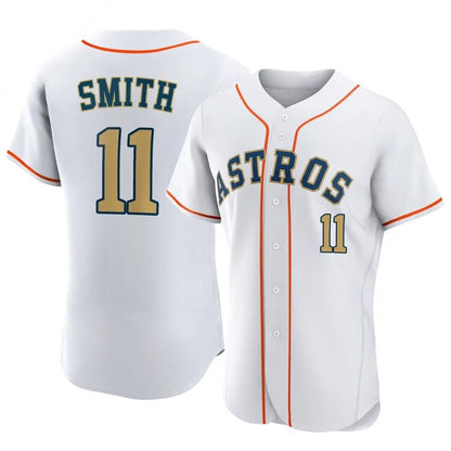 Houston Astros #11 Cam Smith Player Gold MIKSHPS Collection Limited Elite Home Stitched Jerseys